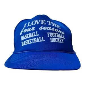 Vintage "I LOVE THE FOUR SEASONS" Sports Humor Snapback Grandpa Trucker Hat OS